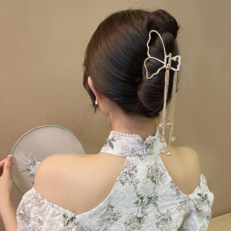 Butterfly Hair Claw Vintage Long Pendant Metal Hair Clips Crab Elegant Geometric Hairpins For Women Hair Accessories