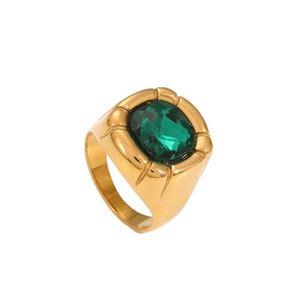 Colorful Zircon Zircon Rings Stainless Steel Finger Ring Elegant Gold Plated Rings  for Women