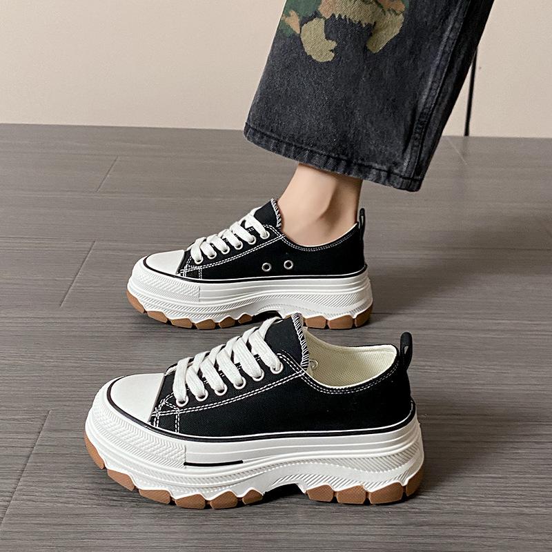 Women's Thick-Soled Breathable Canvas Shoes, 2025 Spring Collection - Korean Style Anti-Skateboard Casual Sneakers R301