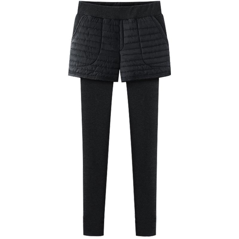 Fake Two-piece Shorts for Winter Wear, Thickened Cotton Pants for Autumn and Winter, Large Size High Waist Warm Pants.
