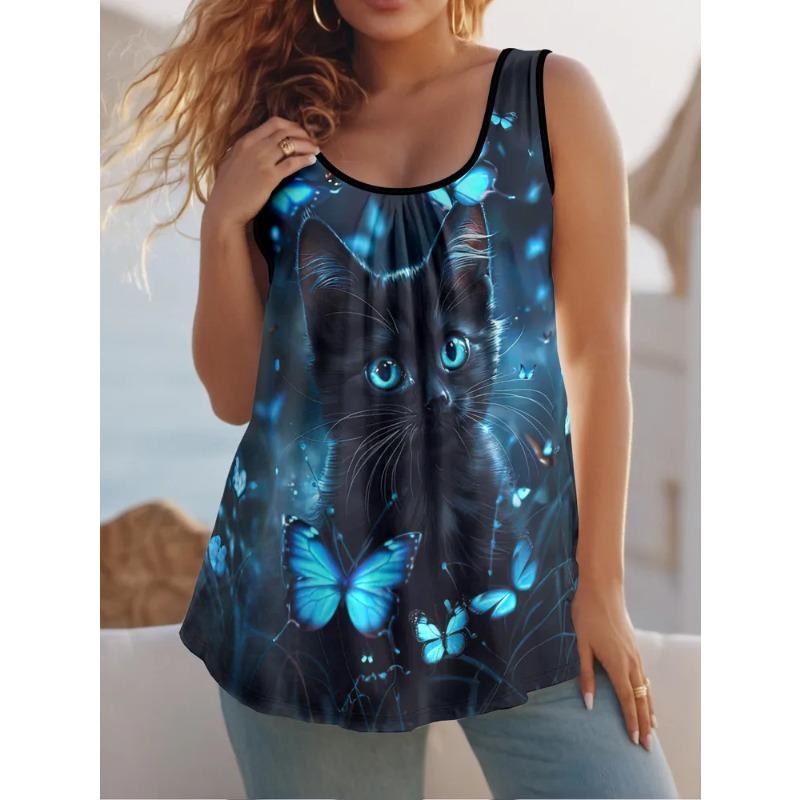 Women's Sleeveless Vest Creative Colorful Pattern Printing Comfortable Soft Fashionable Versatile Summer Oversized Vest