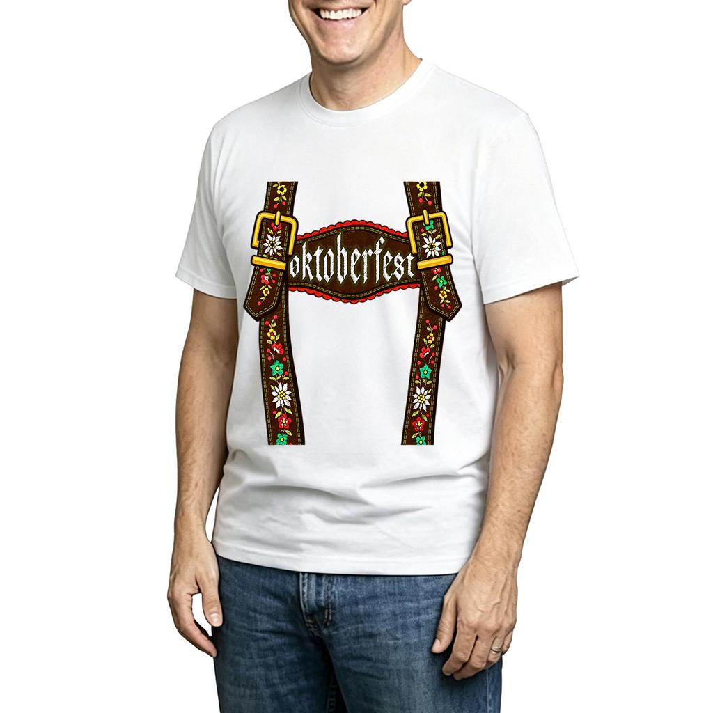 Men's Casual Printed Neck Short Sleeve T-Shirt, Lightweight and Breathable