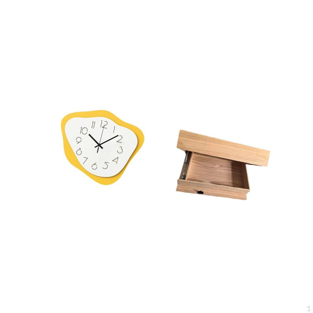 Acrylic Wall Clock with Mounted Drawer Compartment Modern Office Decor Silent Timepiece Storage Rack