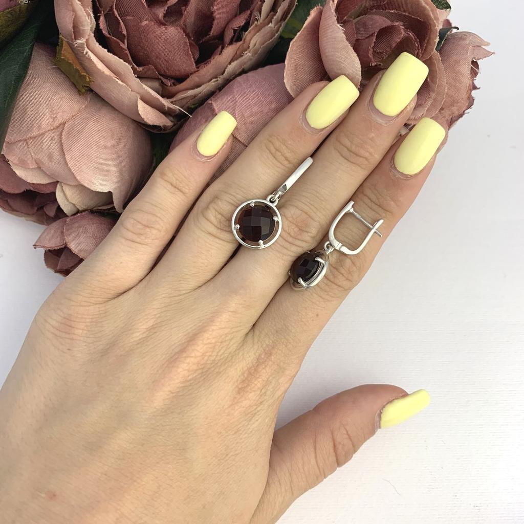 Silberohrringe mit natürlichem Granat 6.108ct (2091059)