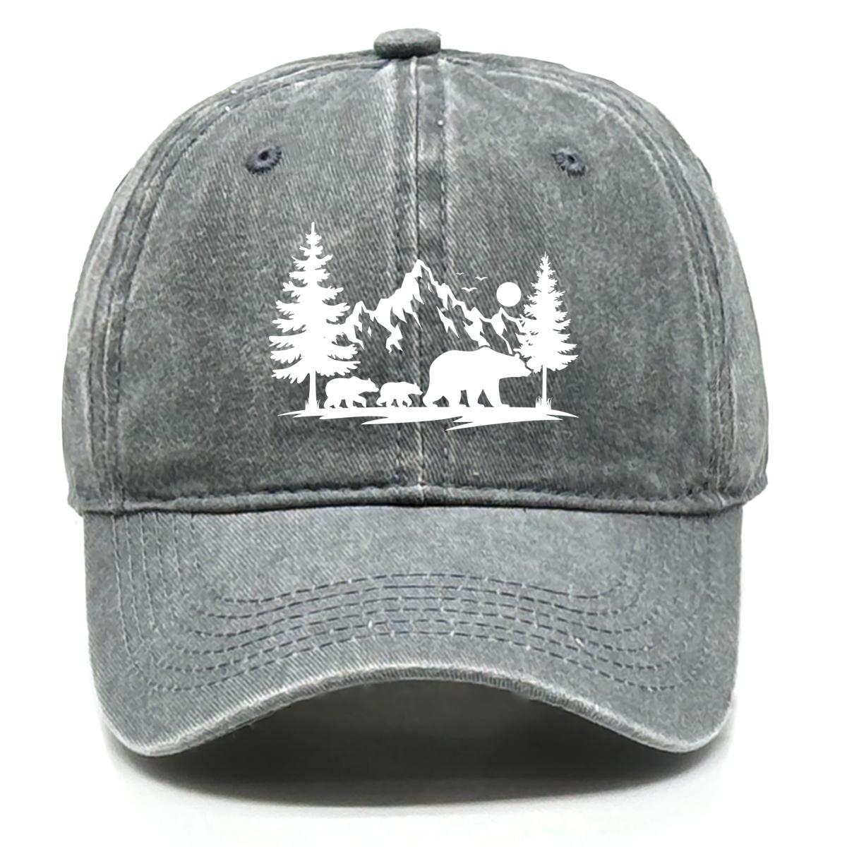 

White Forest Mountains Print Snapback Sun Hat, Animal Sports Hat Solid Color Adjustable Strap Vintage Lightweight Adjustable Baseball Cap as the picture серый