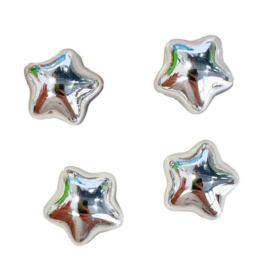 

100Pcs Electroplated Star Heart Charms Metallic Flat Back Hearts Stars Decorations DIY Accessories for Craft Projects Jewelry Making Phone Cases Star срібний