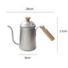 Pour Over Coffee Kettle 650ml Stainless Steel Long Spout with Wooden Handle for Coffee Brewing White