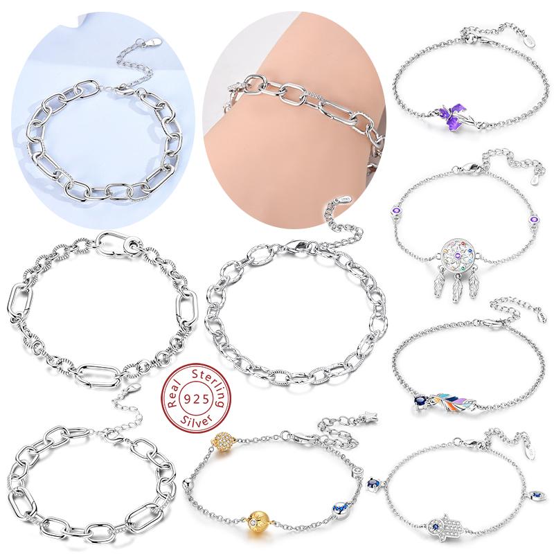 Bracelet 925 Silver Basic Braided Chain Buckle Bracelet For Women's DIY Charms Bracelet Fashion Jewelry Gifts