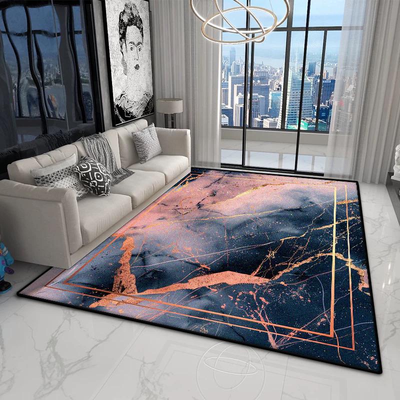 Abstract Marble Style Living Room Carpet Light Luxury Decoration Bedroom Bedroom Plush Rug Home Cloakroom Non-slip Door Mat Soft