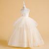 Formal Tulle Bridesmaid Girls Dresses for Children Costume Elegant Party Princess Girl Dress Vestido White Wedding Birthday Gown