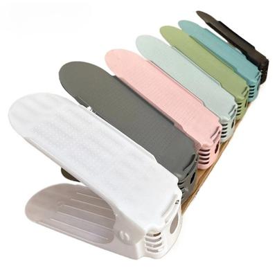 4 Gears Adjustable Shoe Stacker Shoe Slots Organizer Shoe Slots Space Saving Saver Household Durable Double Deck Shoe Rack
