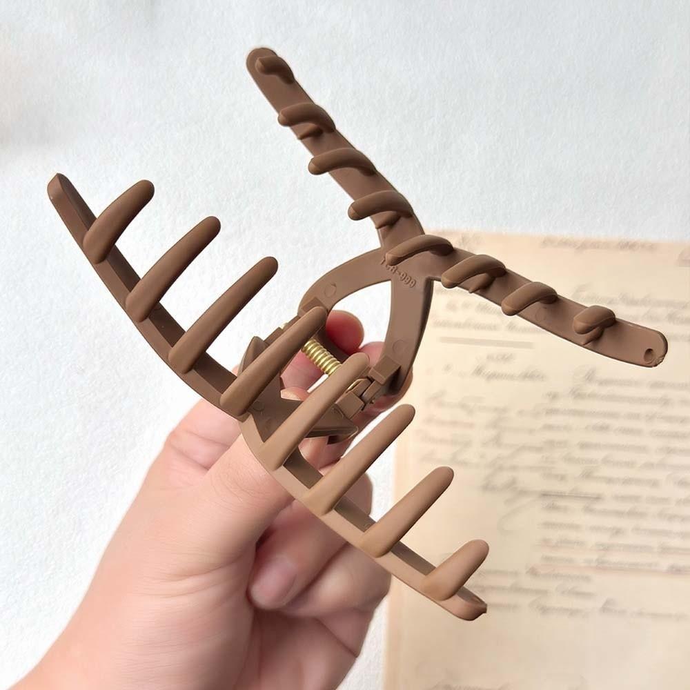 Cross Elastic Plastic Hair Claw Safe Solid Color Shark Clip Straight Line Shaped Hair Claw  Friends