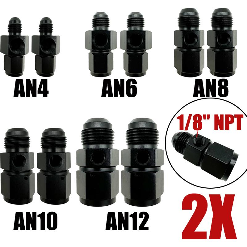 2X AN4 AN6 AN8 AN10 AN12 1/8 NPT AN Swivel Joint Connection for Oil Gauge Sensor Side Port Adapter Female To Male Flare Fitting