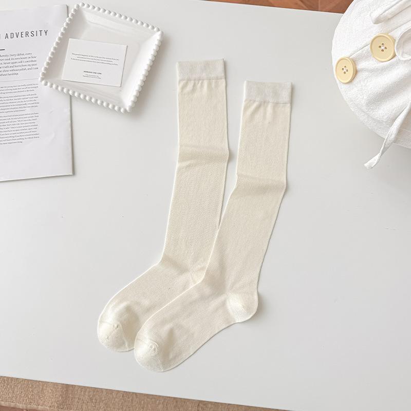 

Однотонные детские летние легкие шелковые чулки из шелка-тусса, простые и универсальные, штанишки-гольфы, длинные чулки без шва 1 pair молочный белый