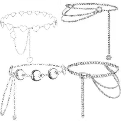 European & American Fashion Metal Moon Waist Chain Punk Heart Body Chain Belt