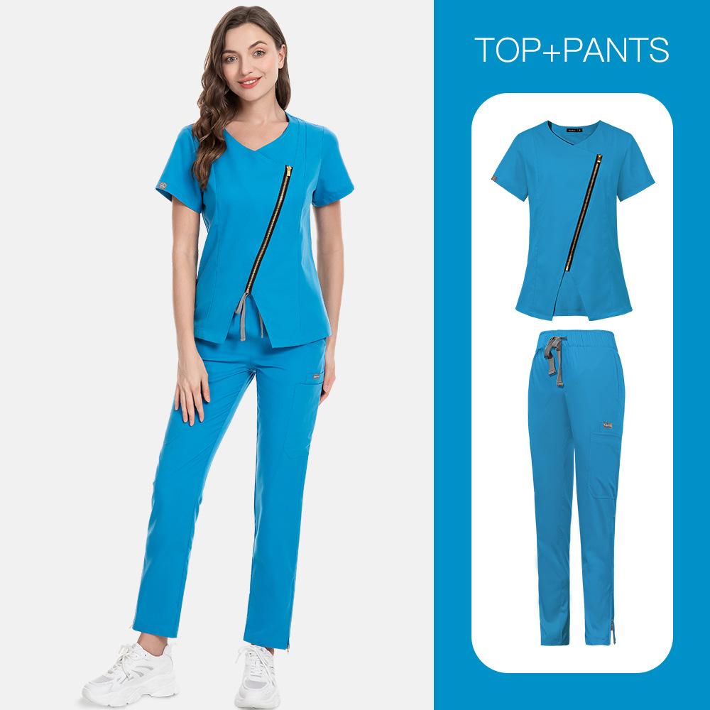 Beauty Salon Spa Private Club Confinement Center Hand Washing Clothes Surgical Clothes Nursing Clothes Solid Color Staff Uniform Embroidery Characters