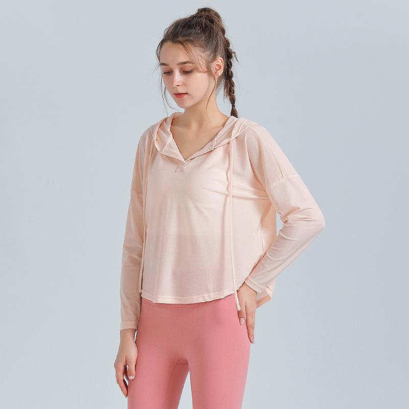 

Женская спортивная куртка с длинным рукавом для защиты от солнца на весну/лето - Свободная фитнес-йога накидка Large розовый