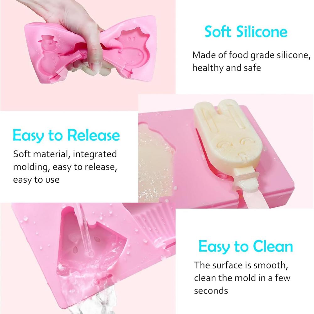 Silicone ice cream molds,Diy cartoon animal fruit Popsicle mold covers, reusable, Popsicle molds, mini Popsicle molds, ice cream