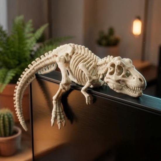 Yousheng Funny Dinosaur Ornaments, Decorative Lying Dinosaur Figurine, 3D Computer Monitor Dinosaur Ornament for Home Office