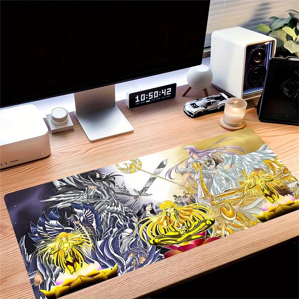 1pc Large Gaming Mouse Pad, UV Reactive Non-Slip Desk Mat, Washable PolyesterSaint, Seiya, KnightsComputer Pad with Vibrant Game Machine Pri