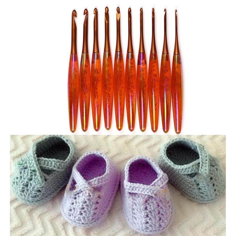 Ganchillo Ergonómico Profesional Mango Acrílico Ganchos de Ganchillo Herramienta para Manualidades con Hilo para Principiantes Tejer Tejer