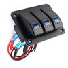3 Gang 12 24V Toggle Rocker Switch Panel with LED Light for RV Car Marine Boat