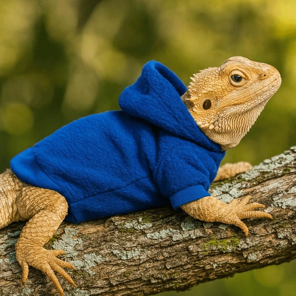 Ferret Hoodie Warm Lizards Clothes Solid Color Soft Bearded Dragon Hoodie Windproof Lizard Harness Vest Photo Party