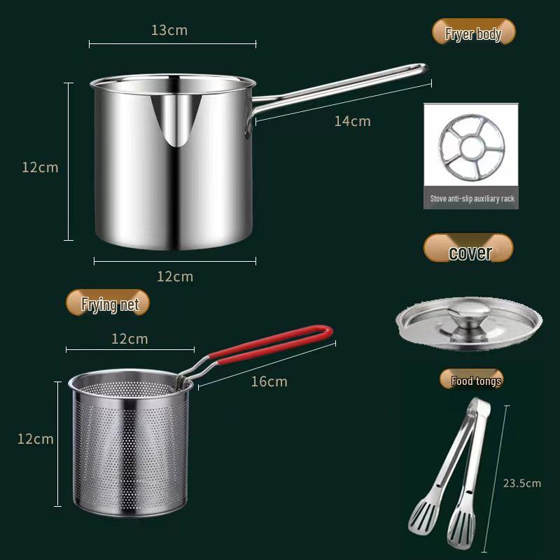 Mini Freidora de Acero Inoxidable 304 para Huevos y Ahorro de Aceite, Multifuncional para Cocinas de Inducción y Gas.