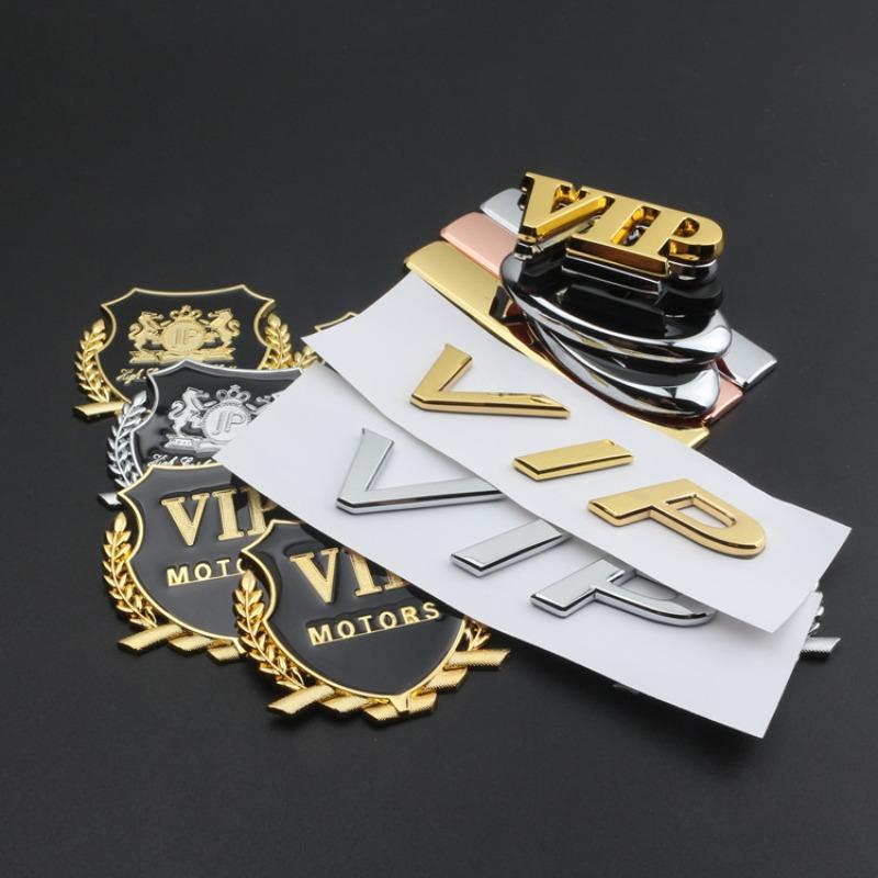 New Personalized VIP Car Logo Car VIP Word Logo Side Logo Decorative Sticker Modified Metal Tail Logo JP Car Sticker