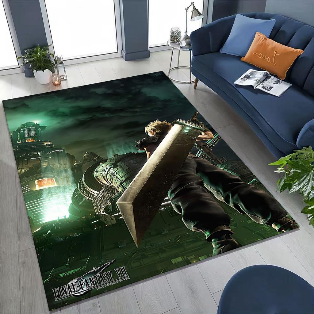 Cartoon Final Fantasy Sephiroth Cloud Tifa Game Rug for Bedroom Living Room Sofa Home Doormat Decor, Large Non-slip Floor Mat