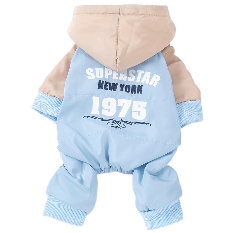 Dog Clothes for Autumn and Winter, Four-Leg Windproof New Cotton Coat for Teddy Cats and Pets