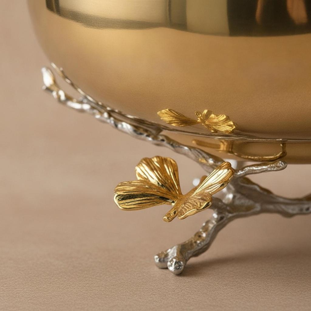 Composite Material Tray Alloy Metal Tray with Butterfly Feet Jewelry Storage Bowl Elegant Centerpiece for Home Decor