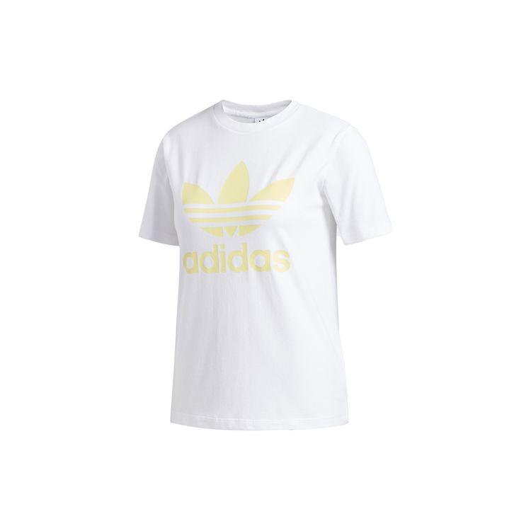 Adidas Originals Trefoil Printed Sports Vintage Short Sleeve T-Shirt Women Tops White FJ9456