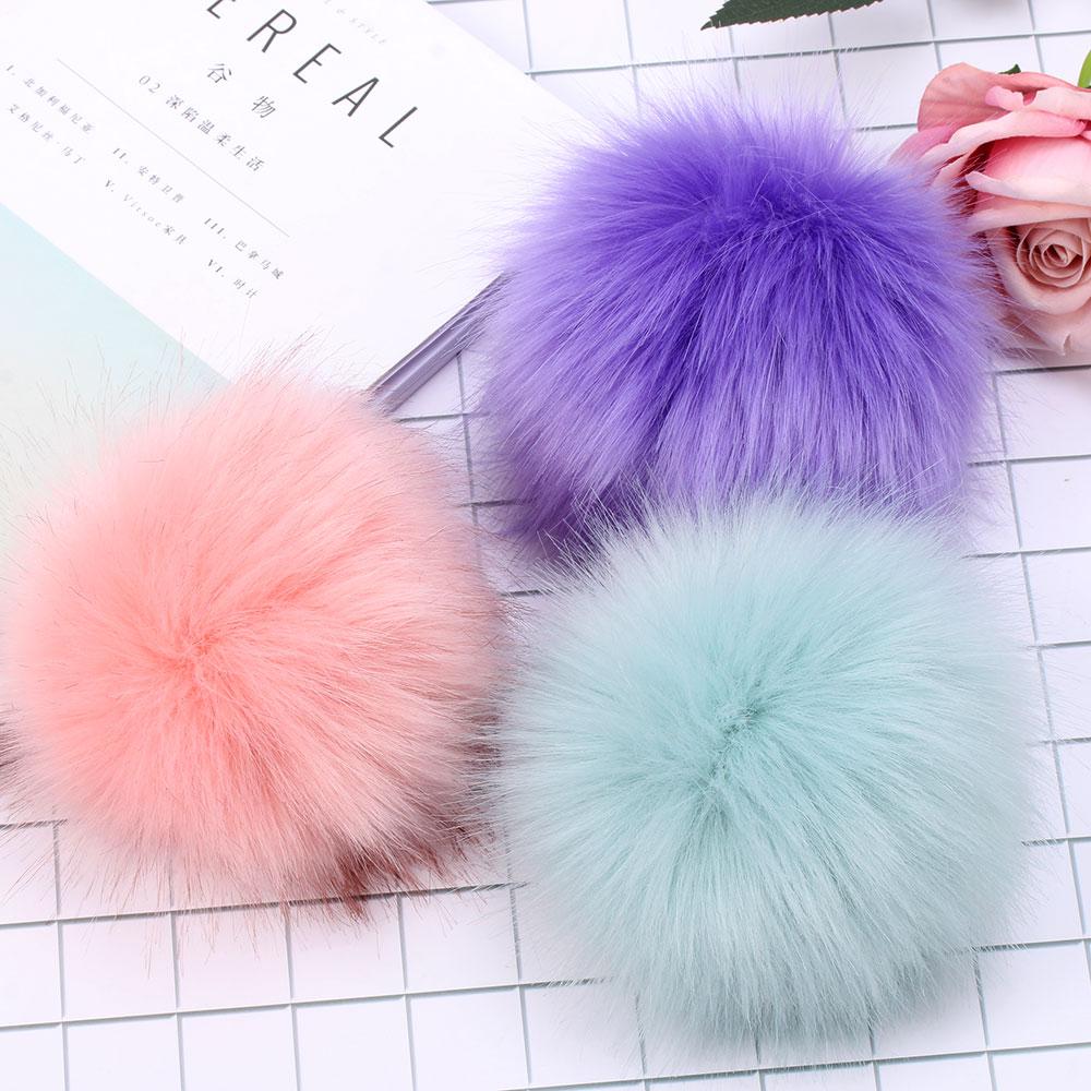 15cm New Pom Women Skullie Knitted Hat Imitation Fur Pompom