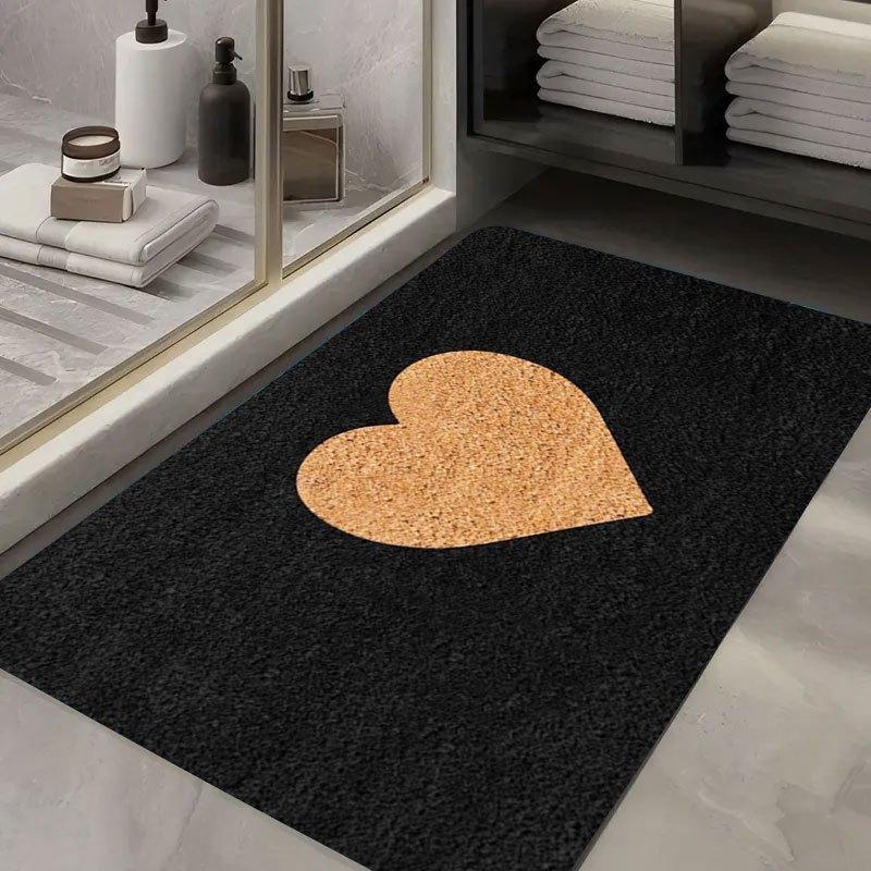 Heart Shaped Non-Slip Floor Mat Absorbent Washable Decorative Area Rug for Entrance Outdoor Bathroom Home Camping