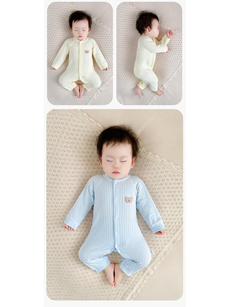 Newborn Cotton Long Sleeve Bodysuit Pajamas - Infant & Toddler Jumpsuit for Boys & Girls
