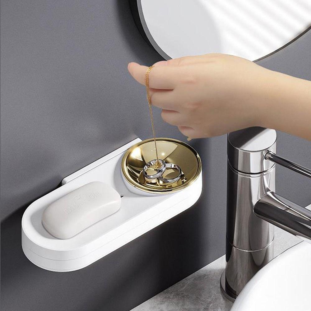 Wall-Mounted Rotating Soap Box Space Saving Cell Phone Holder Jewelry Storage Rack  Jewelry