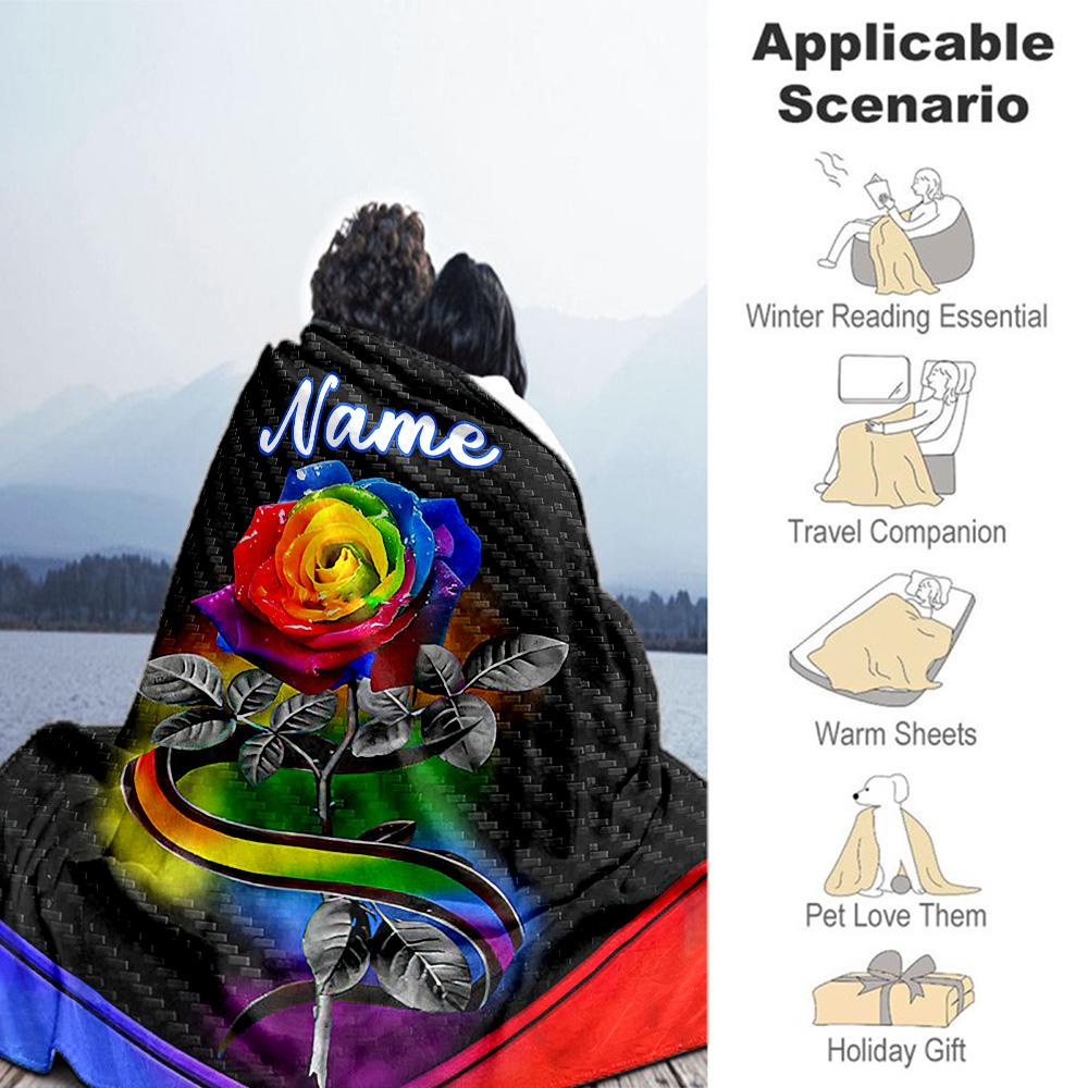 Colorful Flowers Personalized Text Blanket Gift Customizable Blanket Durable Comfort for Bed Office Chair Chair Nap Four Seasons Multipurpose