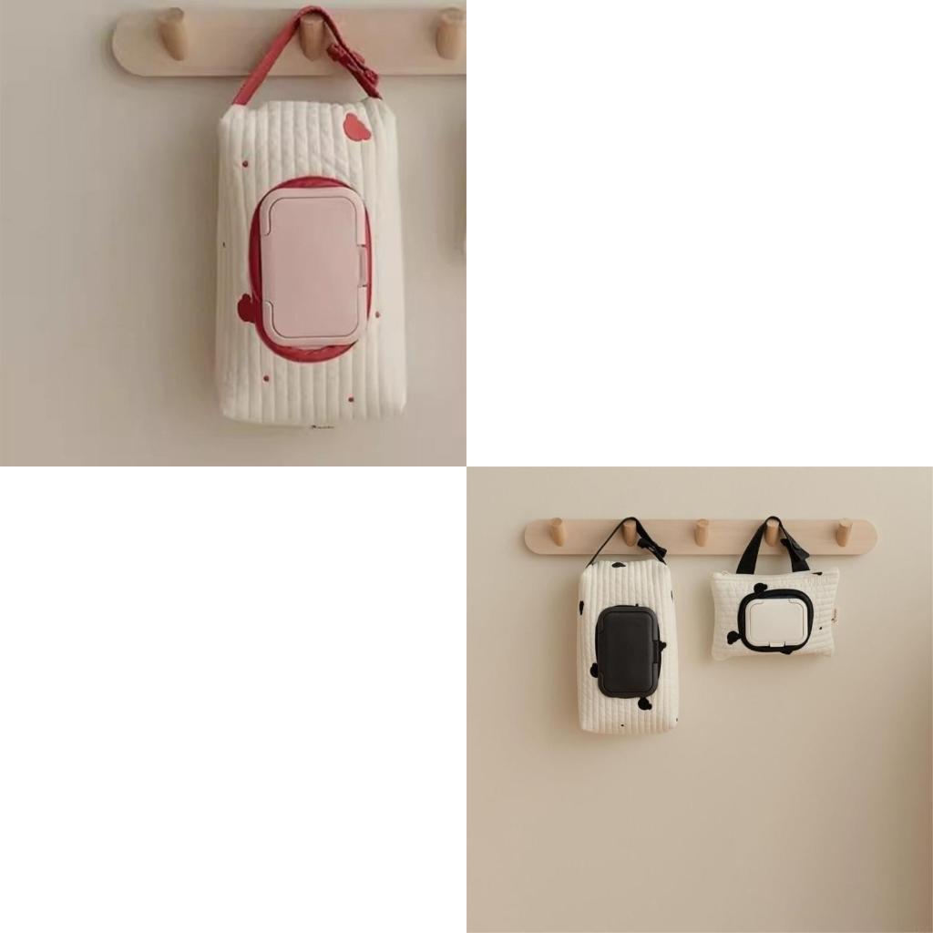 Baby Wipes Pouches with Lovely Bear Embroidery Practical Storage for Parents 4XBC
