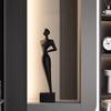 Figure Sculptures  Abstract Figure Art Sculpture Ornament Black Resin Sculpture Light Luxury TV Cabinet Home Decoration Crafts