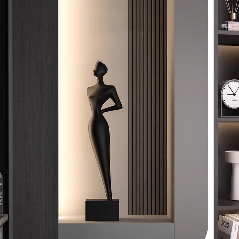Figure Sculptures  Abstract Figure Art Sculpture Ornament Black Resin Sculpture Light Luxury TV Cabinet Home Decoration Crafts