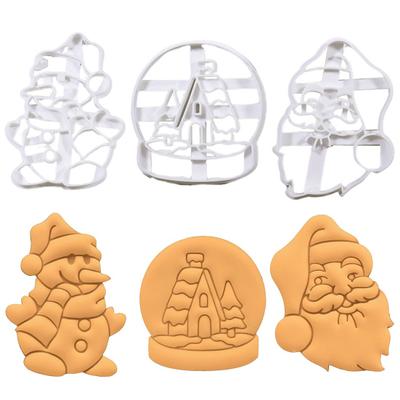 Cookie Mold Snowball Snowman Santa Claus Shaped Christmas Cutting Mold Festive DIY Biscuit Mold