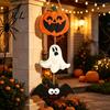 Ghost Festival Celebration Decor Halloween Wooden Hanging Ornament, Jack-o'-Lantern Bat 3-Tier String Door Hanger, Cute Pumpkin Wall Wood Sign Pendant