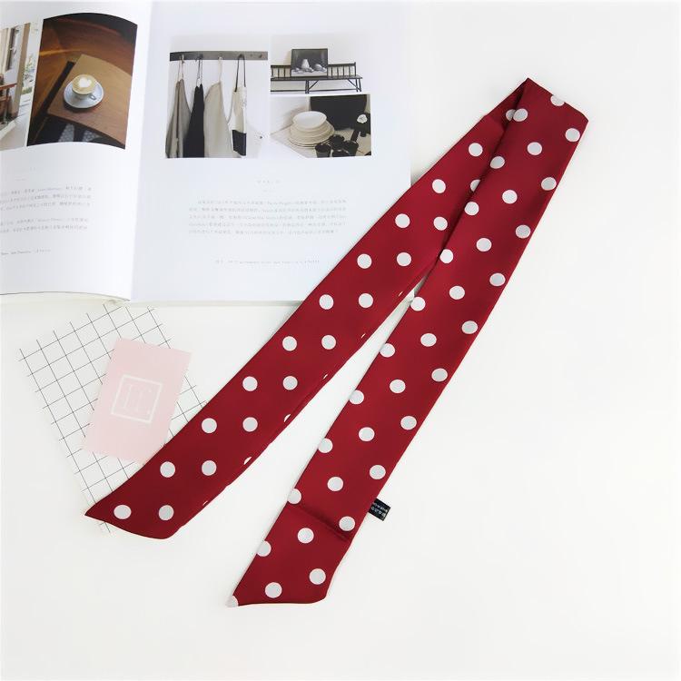 New Polka Dot Small Scarves Women'S Spring Styles Fashionable And Versatile Autumn And Winter Long Bags Wrist Scarves Decoration
