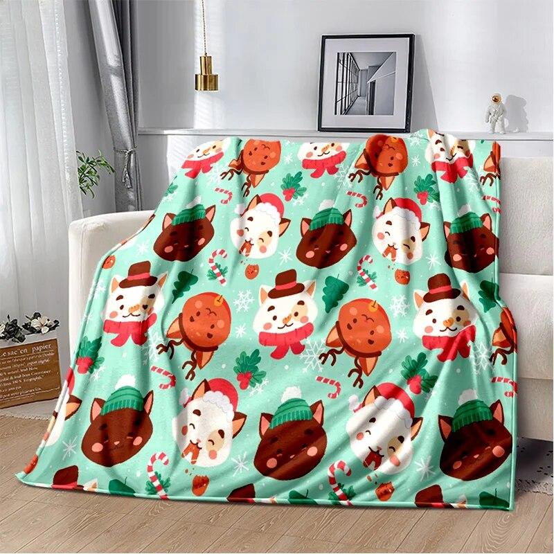 Desene animat Moș Crăciun Pom de Crăciun Fericit Cadou pentru copii Pătură moale de pluș, pătură de flanel Pătură pentru sufragerie dormitor canapea