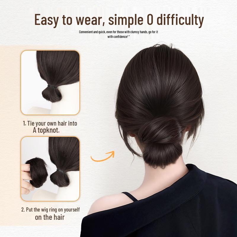 Real Hair Fluffy Bun Hair Tie - Natural Updo Flower Bud Style