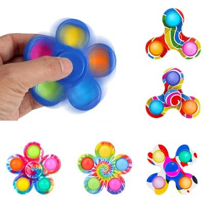 Gravata Tie Dye Divertida Simples Spinner de Dedo Empurrar Bolha Spinner Giratório de Dedo Para TDAH Ansiedade Alívio do Estresse Brinquedos Sensoriais Crianças