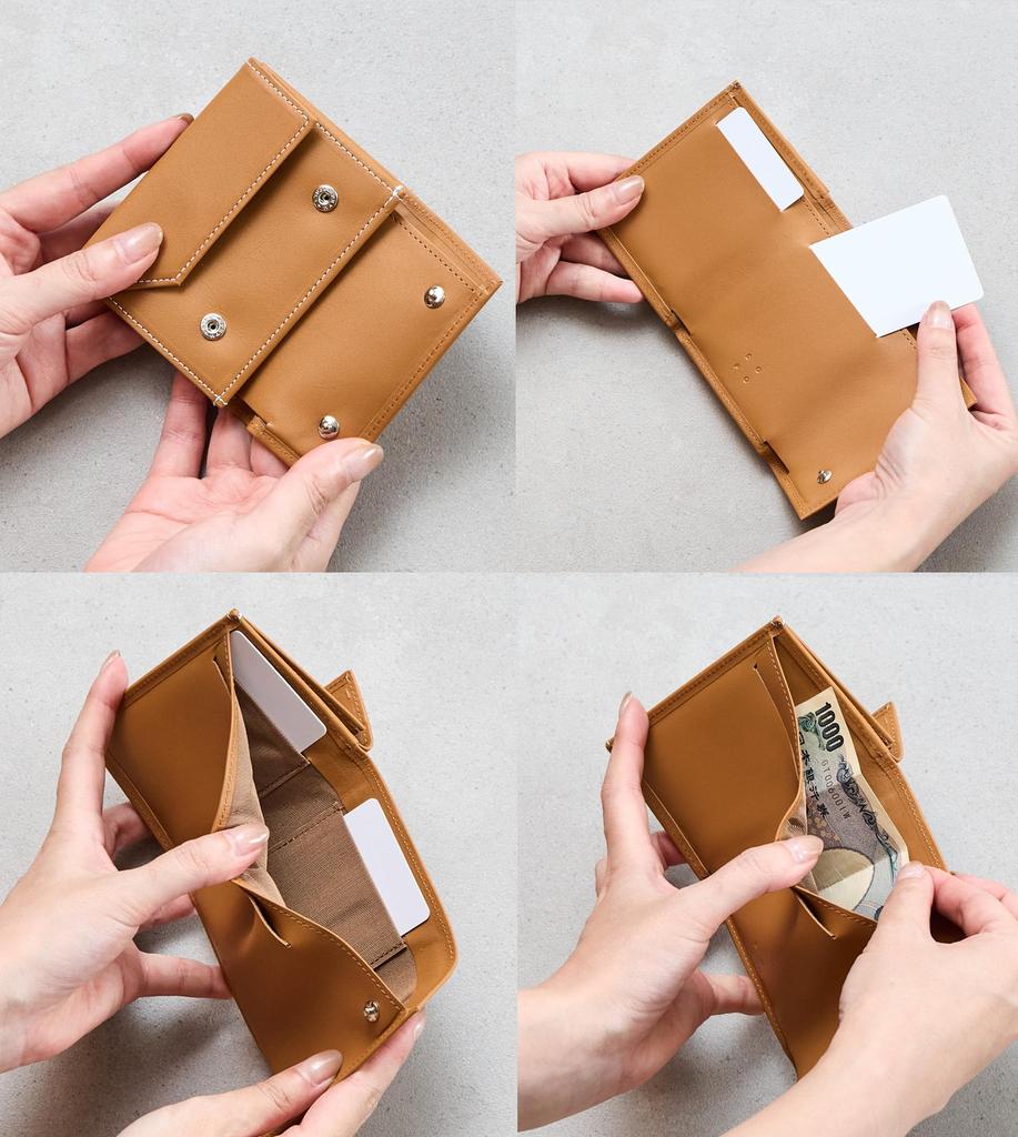 SOPO SO55 (Black) Bifold Mini Compact Slim Leather Wallet for Men and Women, Made in Japan