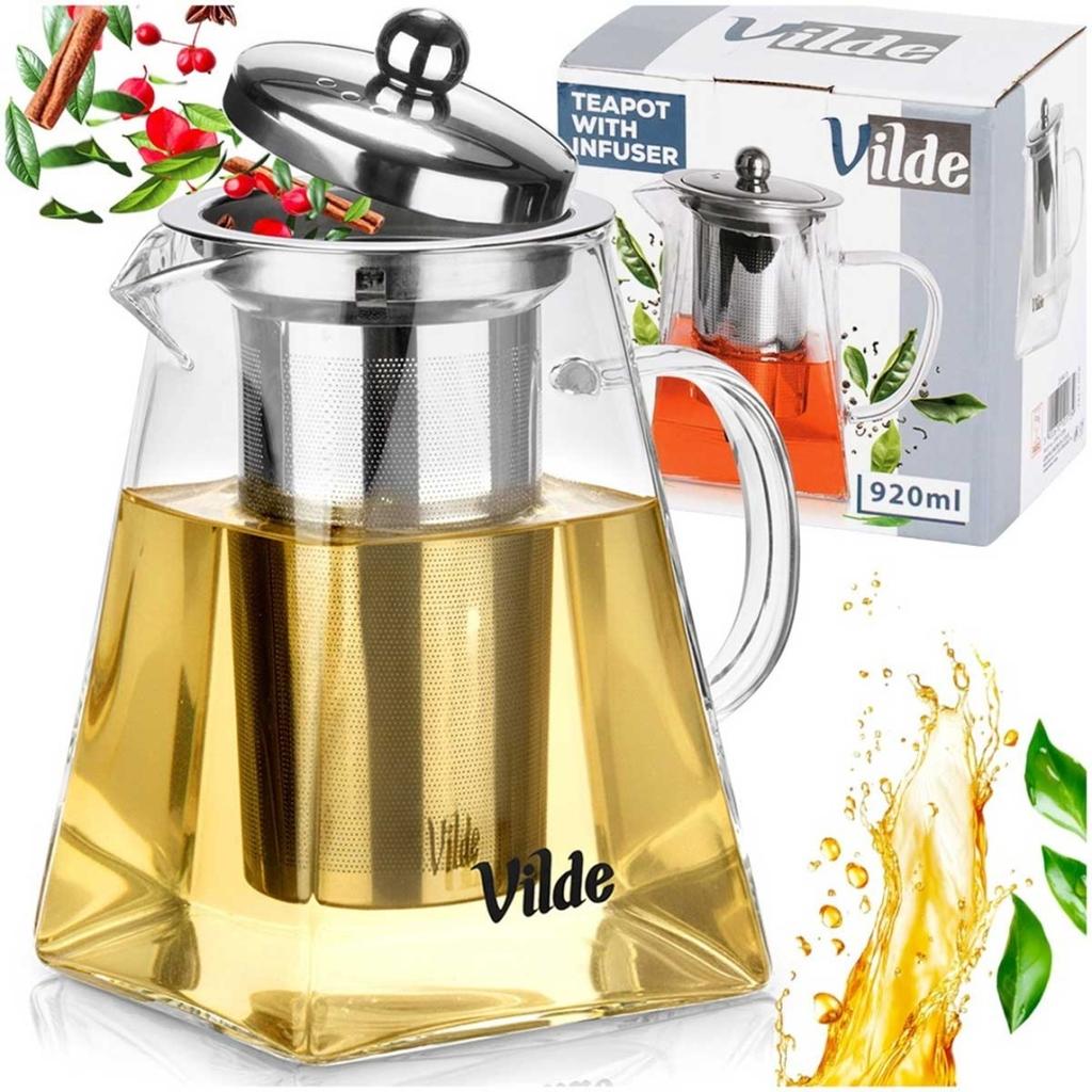 GLASS TEAPOT 920ml WITH INFUSER FOR TEA AND HERBS 259413