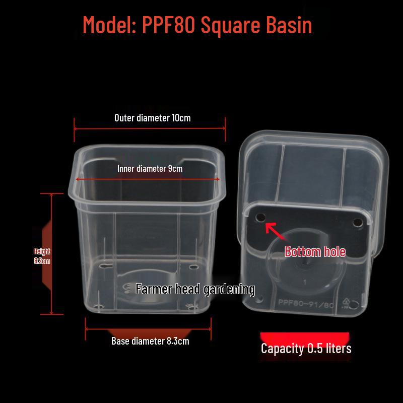 Transparent Square Orchid Hydroponic Pot with Observation Basket
